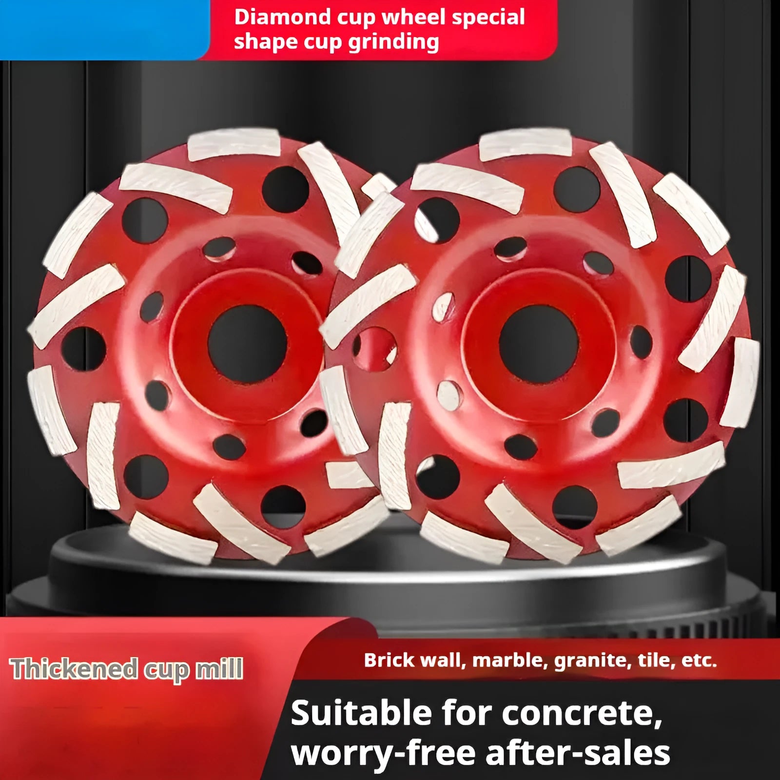 5-inch diamond shaped bowl grinding plate with steel body and diamond segments for stone processing