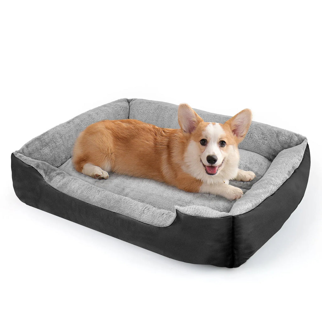 Black cloth dog nest bed for medium to large dogs with raised edges, 110 cm 2XL size