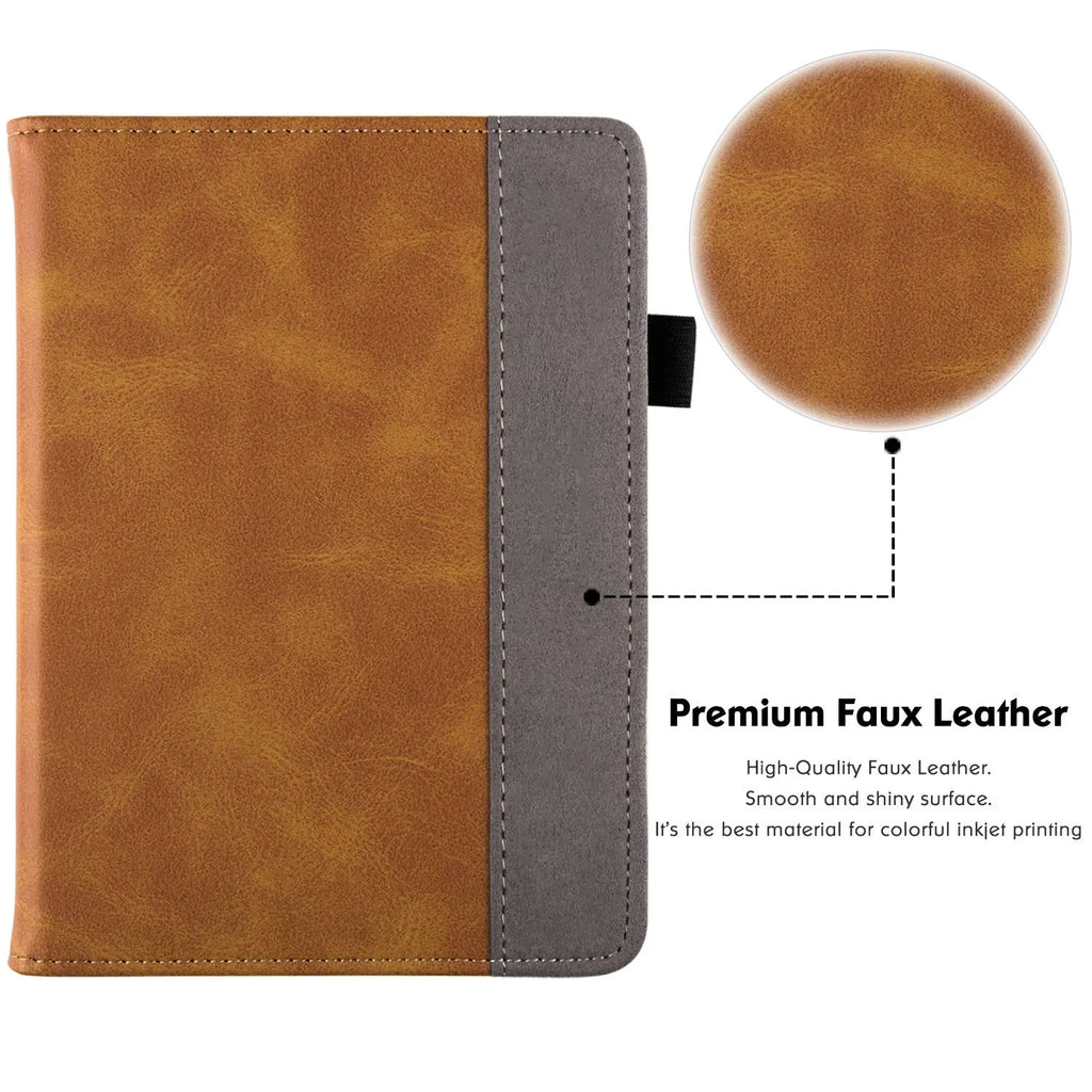 Kindle Paperwhite 11 leather protective case showing wrist strap bracket and sleep mode feature