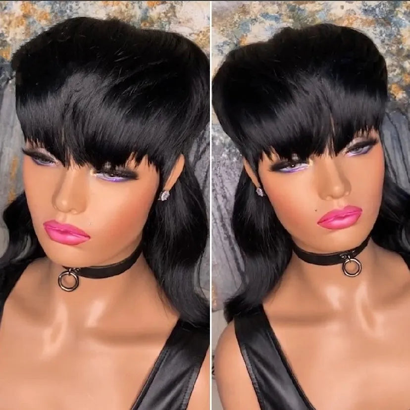 Brazilian wig with black front short back long hairstyle made from synthetic high-temperature fibre