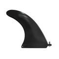 SUP paddle with large removable plastic fish fins showing screw attachment system