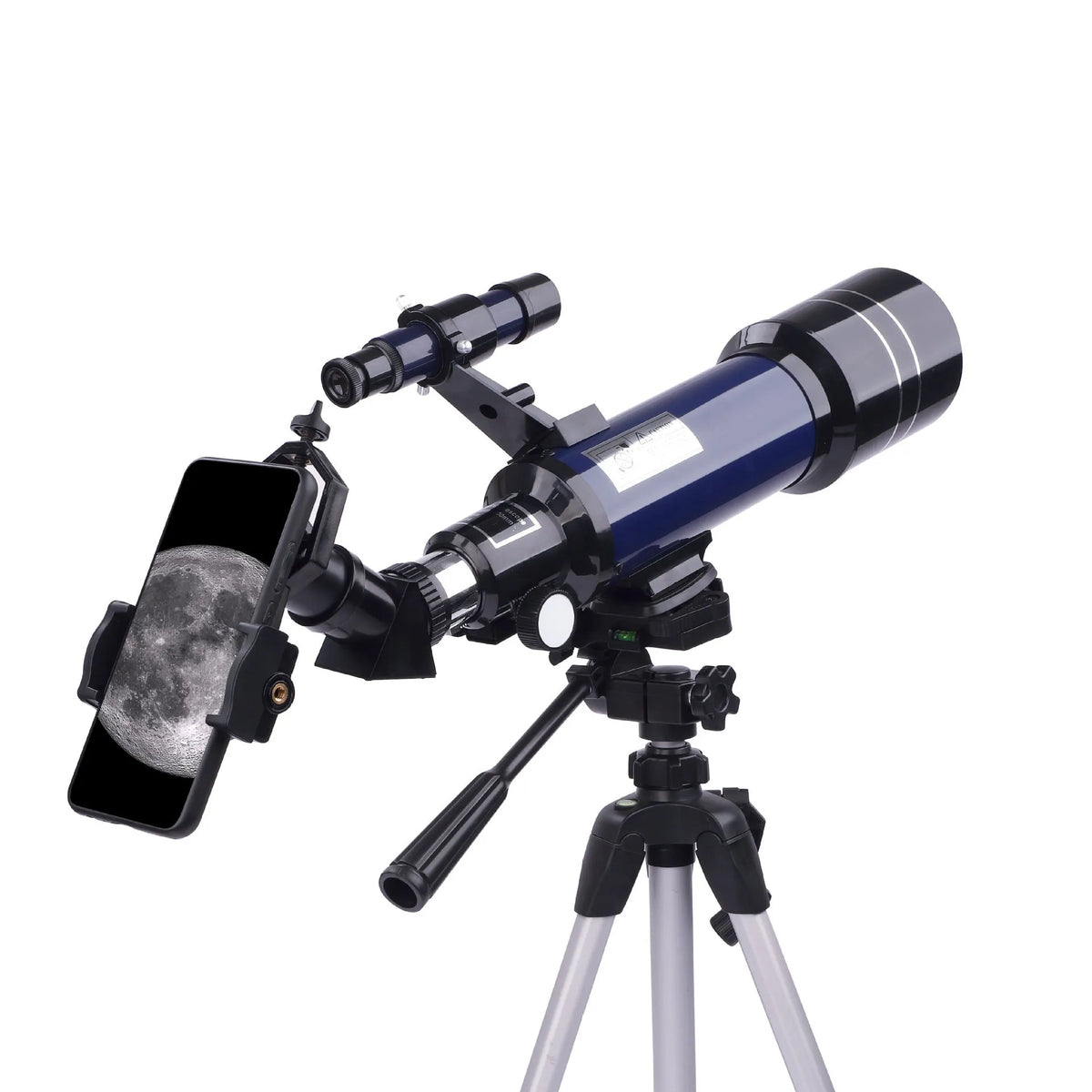 Dark blue children's astronomical telescope on tripod with 16X-66X magnification for moon observation