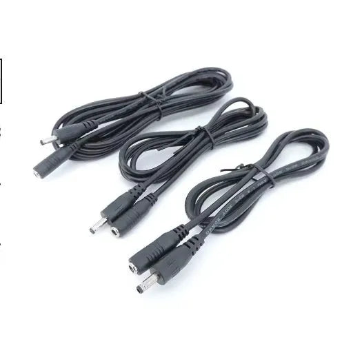 Black 22AWG DC power cord with copper core male to female plug