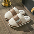 Velcro floor slippers with plush upper and plastic sole, available in five colours, sizes 36-45