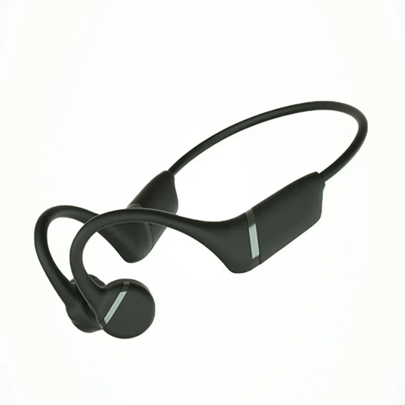 H12 open bone conduction wireless Bluetooth headset with ear hook, plastic build, white or black, shown for sports and calls