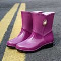 Women's mid-calf rain boot in beige colour with a non-slip sole