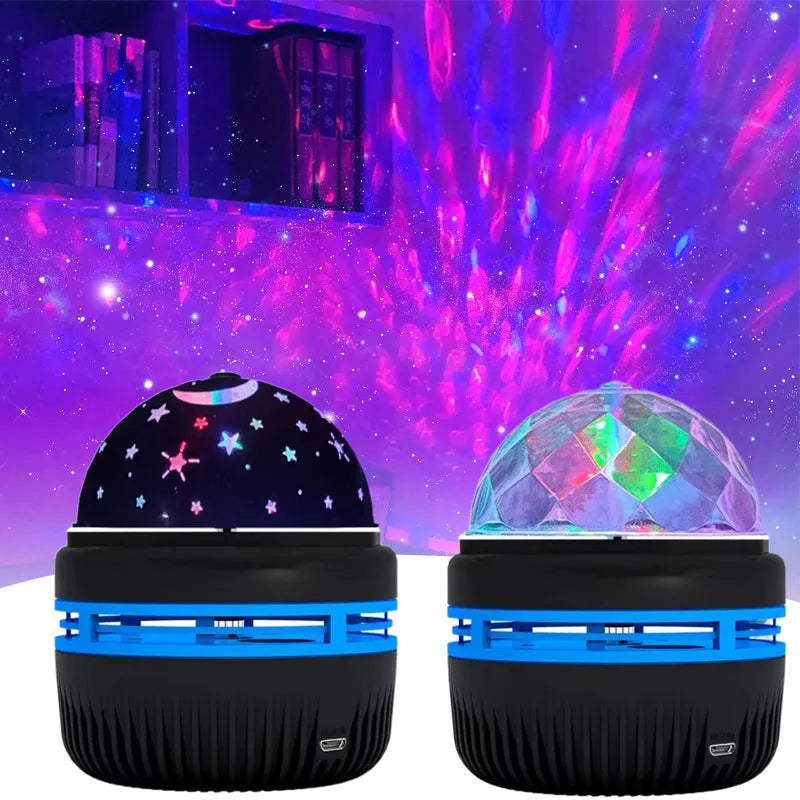 Mini crystal magic ball projection light showing starry sky and aurora water pattern effects