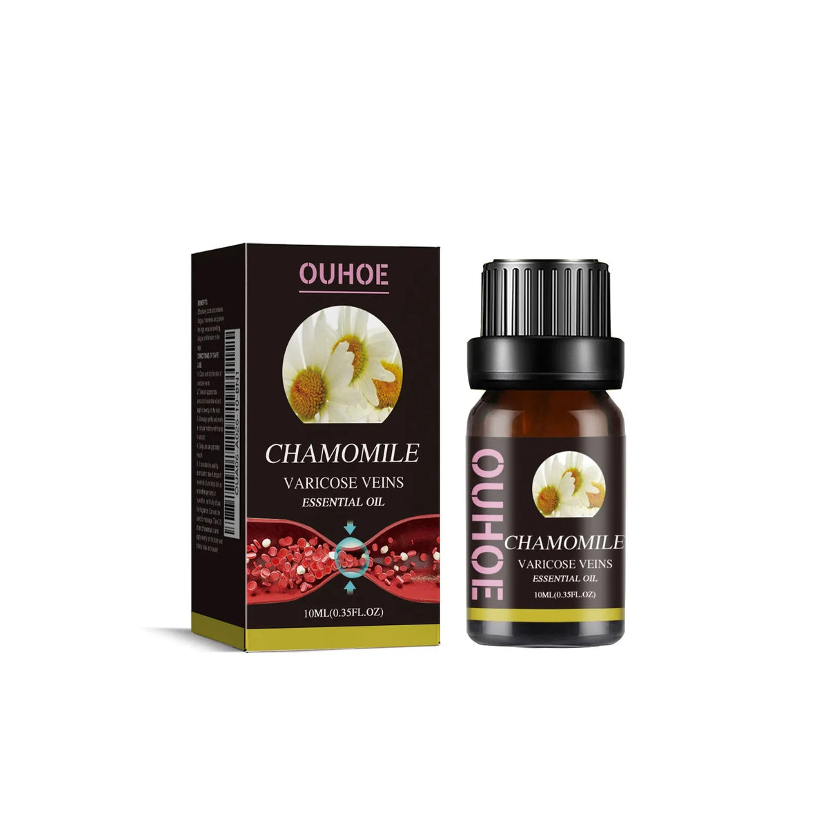 10ml bottle of chamomile essential oil for leg massage and skin care
