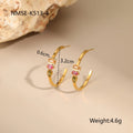 Geometric gold plated jewellery set showing necklace, ring, and earrings with zircon details on stainless steel