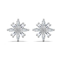 S925 sterling silver snowflake stud earrings in platinum white diamond finish for women
