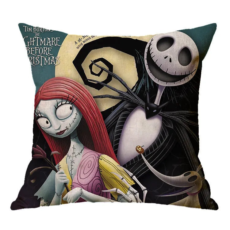 Linen skull Halloween pillow cover 45x45cm square cushion case for sofa and bed decoration