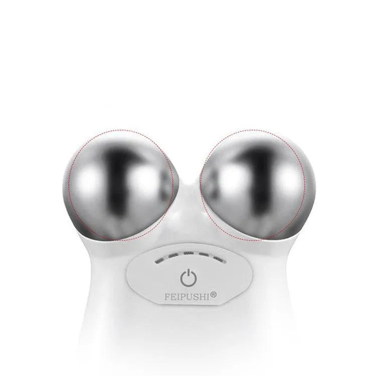 HS-858 micro current facial lifting device in pink or white colour, measuring 106mm x 65mm x 38mm