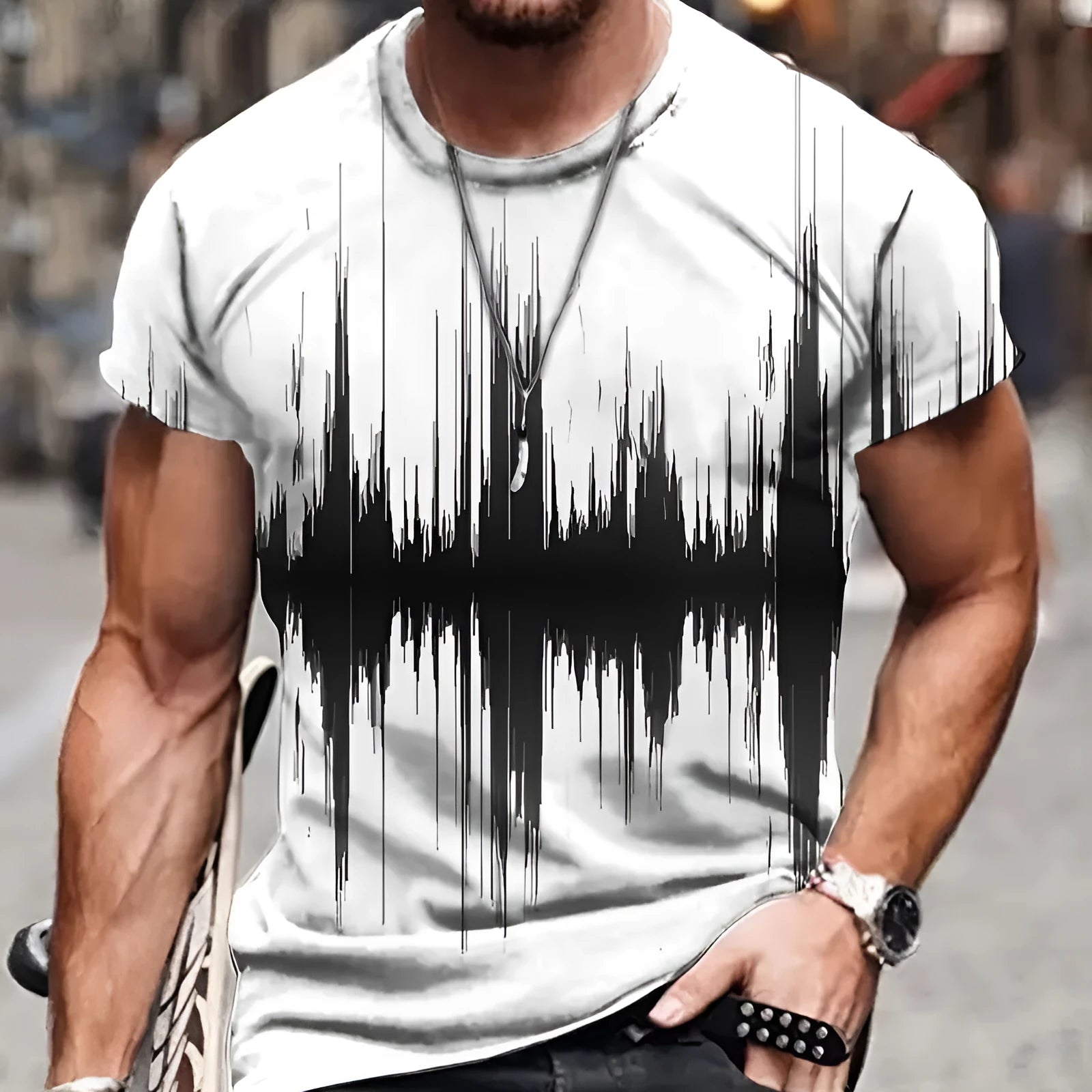Men's camouflage digital print short sleeve T-shirt in bird eye cloth fabric