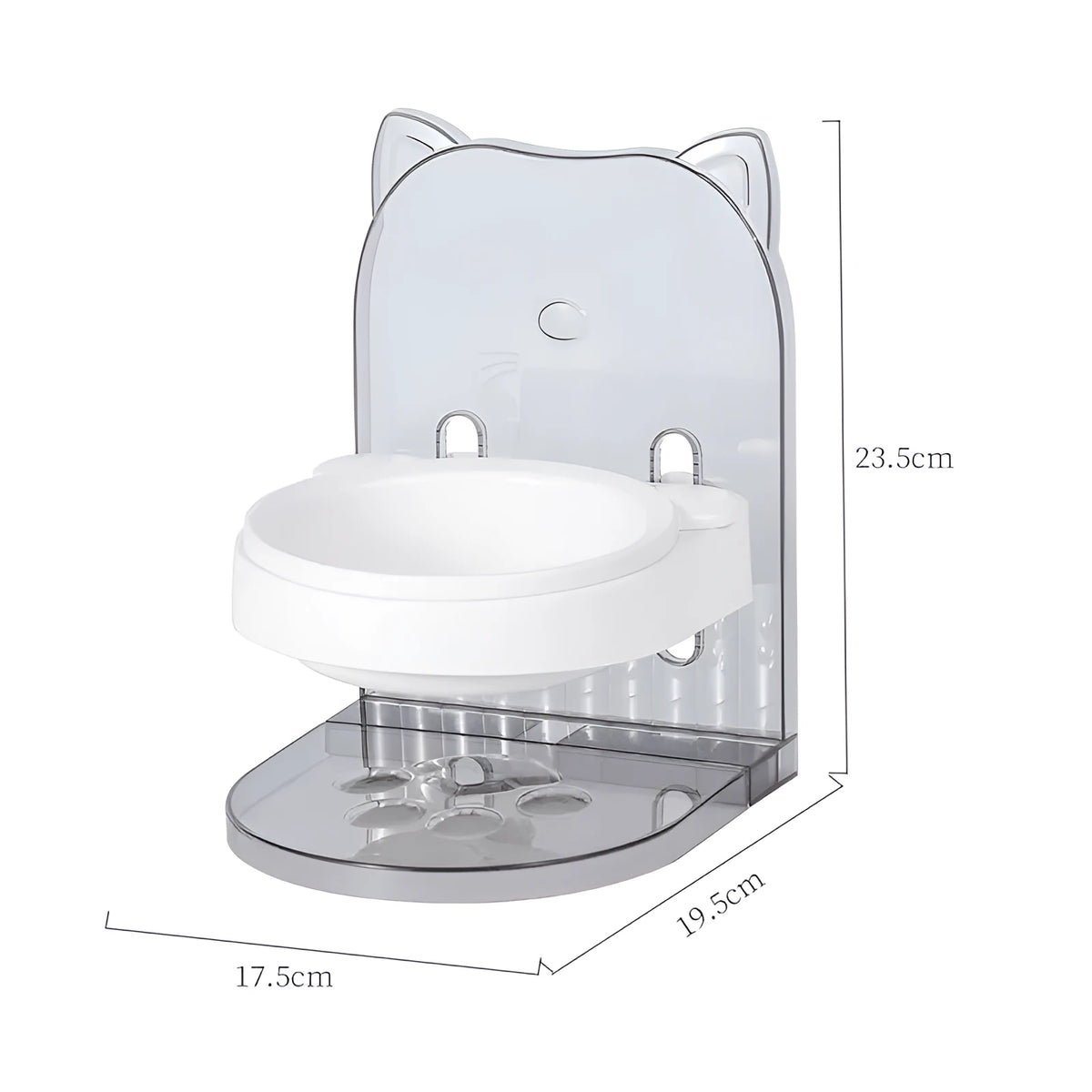 Grey cat ear design anti spill pet feeding bowl with adjustable height and removable hanging cage