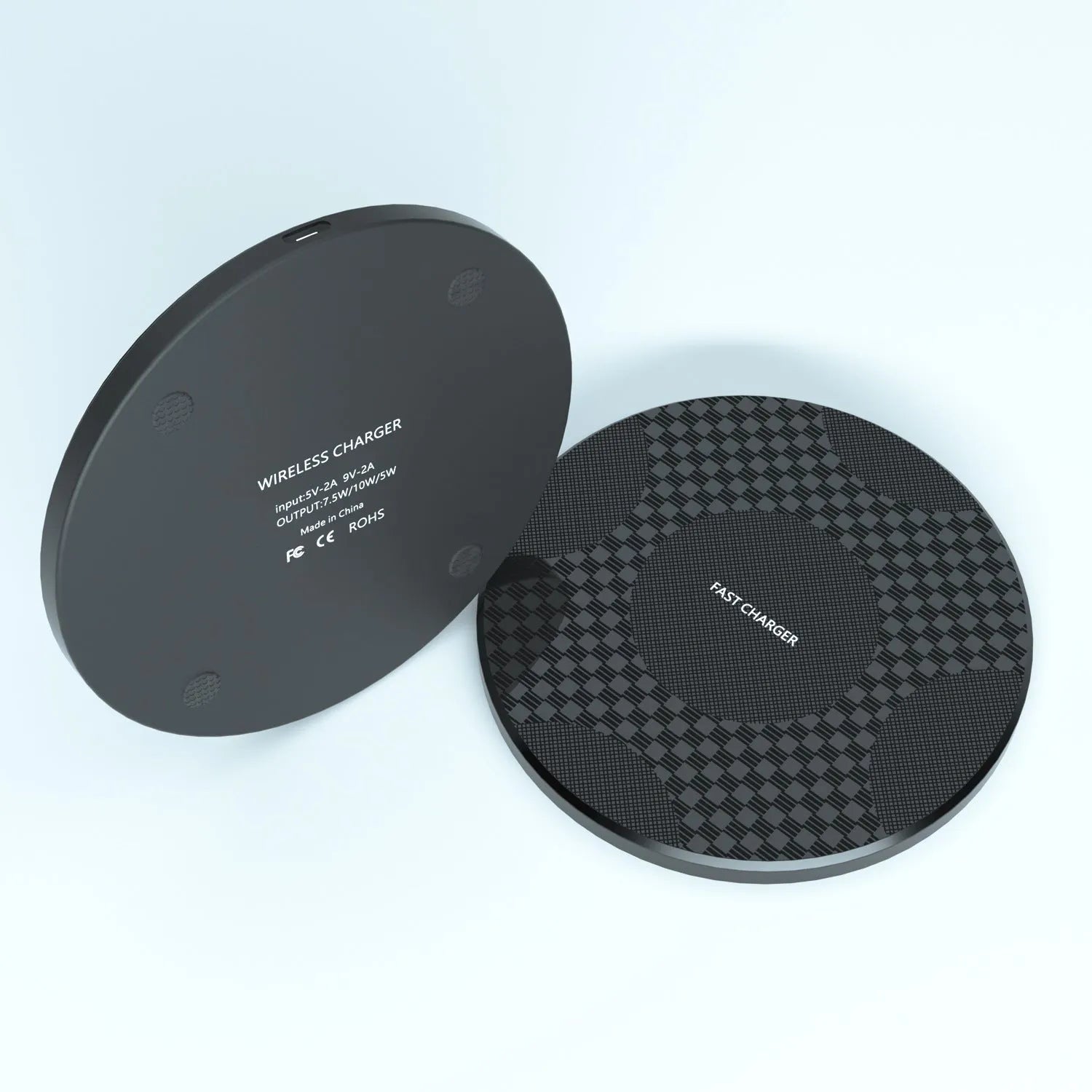 Y9 round wireless charger 23W fast charge ABS plastic black desktop charging pad