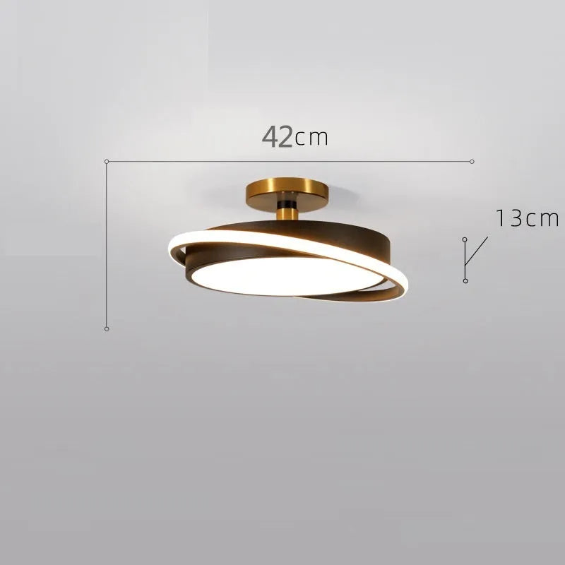 Round black gold LED ceiling light with electrodeless dimming in three sizes