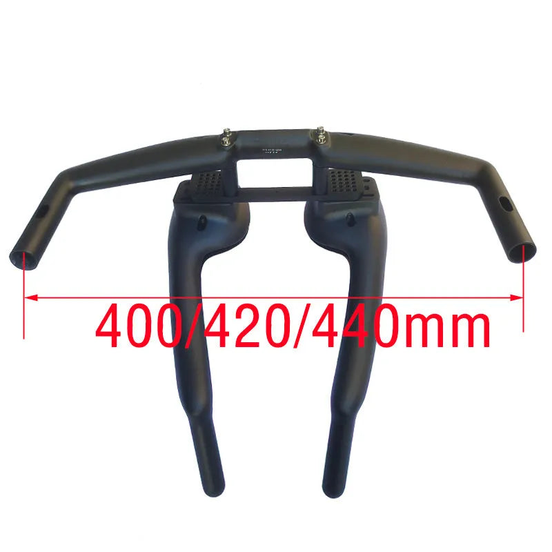 Black carbon fibre TT handlebar showing 10 degree angle option with 31.8mm clamp area visible