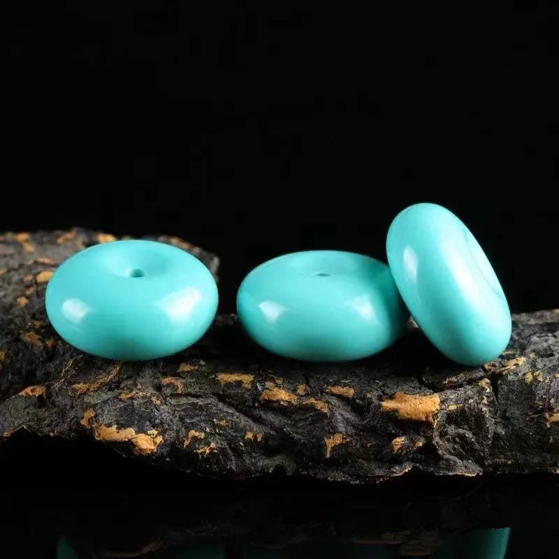 Natural turquoise peace buckle pendant necklace, 25mm round green polished turquoise pendant