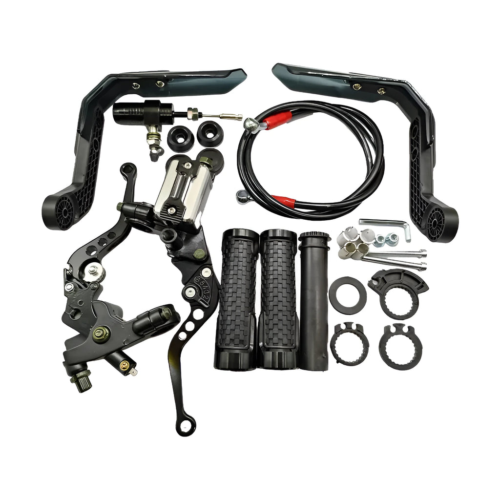 Black motorcycle brake cover for brake and clutch lever modification, general fit, supplied as one brake set.