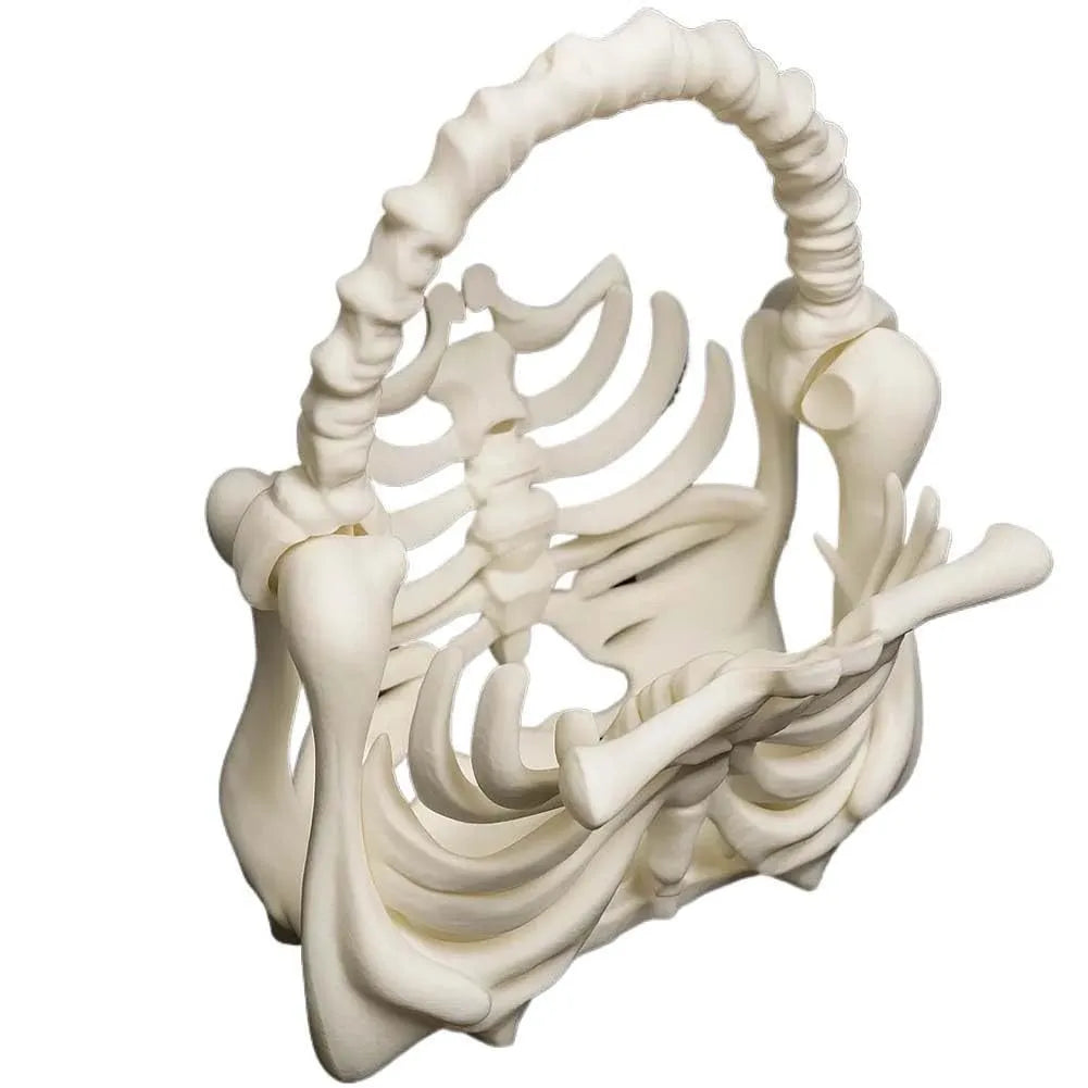 White printed skeleton bone bag decoration, paper dumpling shape, 22cm by 17.5cm assembled