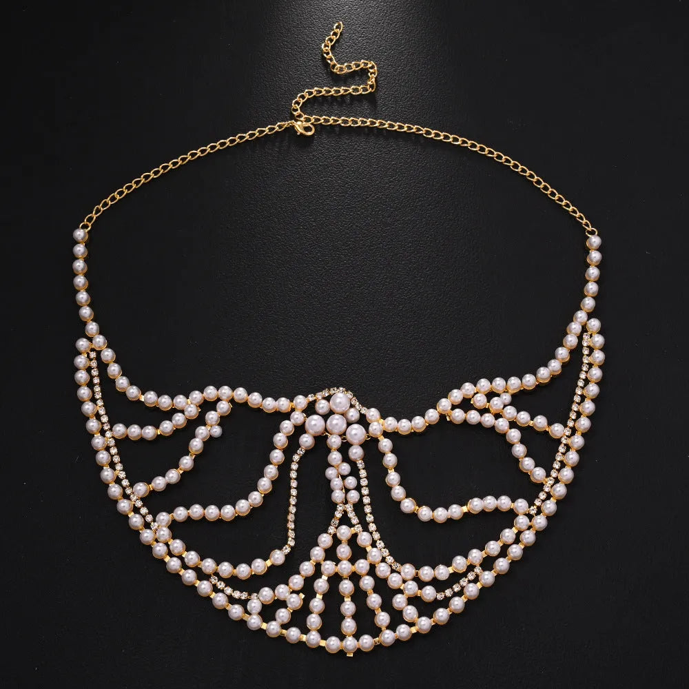 Geometric alloy face mask with rhinestone patchwork in silver electroplated finish