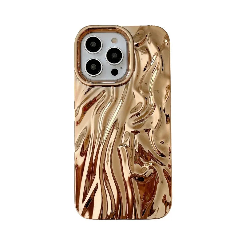 Three-dimensional pleated electroplated TPU phone case for Apple iPhone in pink with fall protection