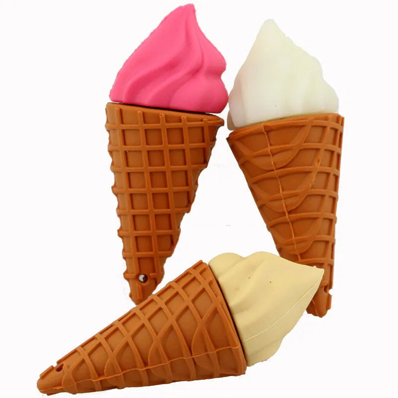 Mini ice cream shaped pink USB flash drive showing plastic construction and USB connector