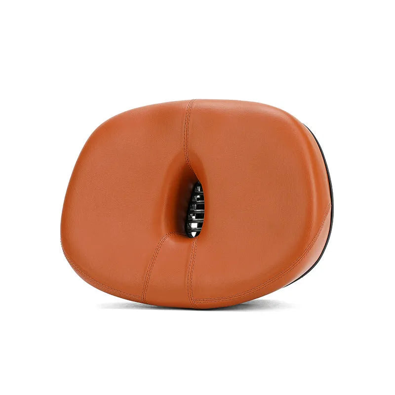 Large thickened bicycle saddle with reflective stitching in red, grey, or light brown colour