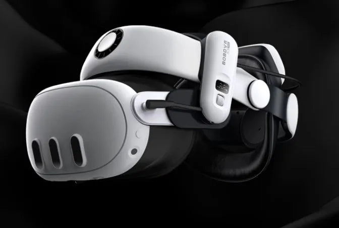 Adjustable VR head wear with ABS sponge cushion and battery, multi-angle head strap for virtual reality headsets.