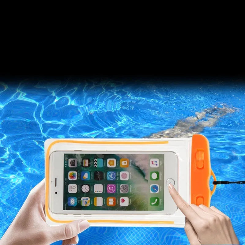 Universal waterproof phone case with luminous edge in multiple colours for outdoor sports