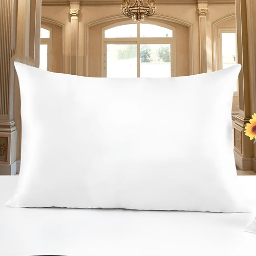 19 M double-sided silk pillowcase in apricot colour, showing envelope closure and smooth fabric texture.