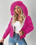 Women's hooded jacket with furry lining, polyester, long sleeve, available in five colours and sizes S-XXL