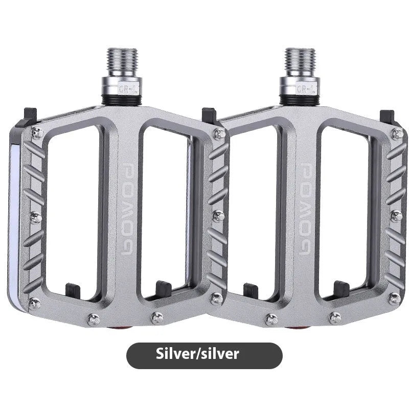 Aluminium alloy bicycle pedals with 710LED lighting in black, gold, purple, red, and titanium colour options