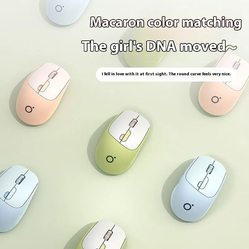 Mute wireless Bluetooth computer mouse in matcha green colour with five-button ergonomic design