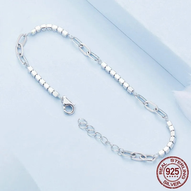 Sterling silver S925 bracelet with shining stitching detail, electroplated finish, colour BSB102, for women