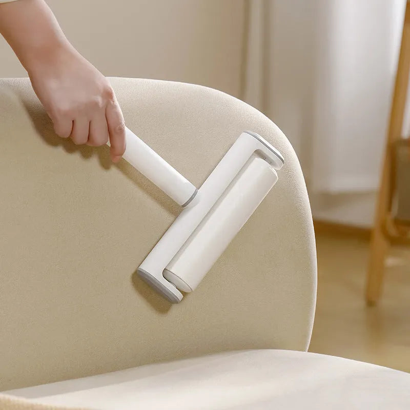 Lint remover roller with tearable paper stick for pet hair and dust removal