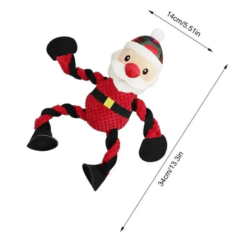 Interactive Christmas dog toy in squeaky plush, about 35*14*8cm, 140g, in Black, Brown, or White