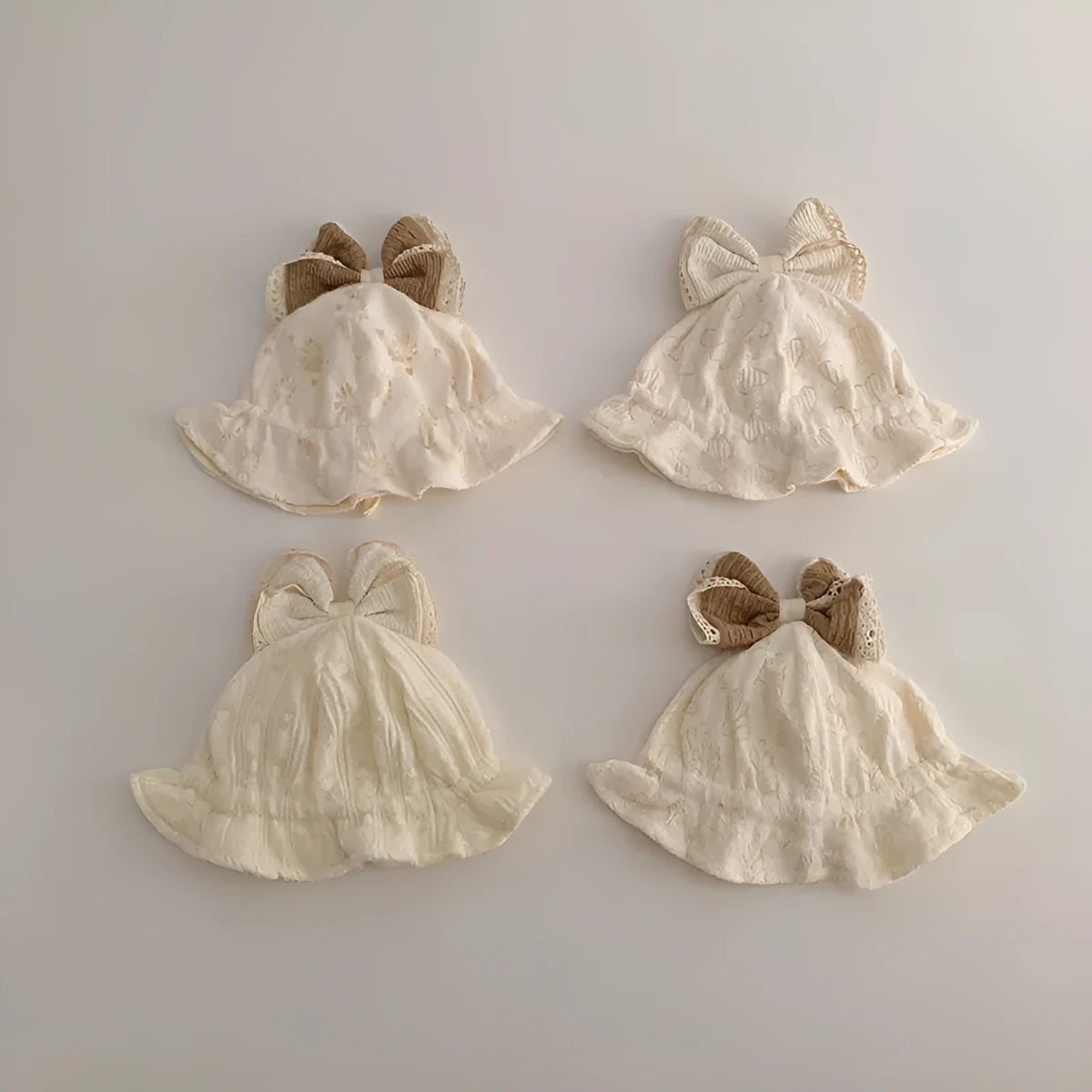 Cotton windproof bow fisherman hat for newborns, 38-42cm bucket hat in Fireworks, Heart, Leaf or Stripe style