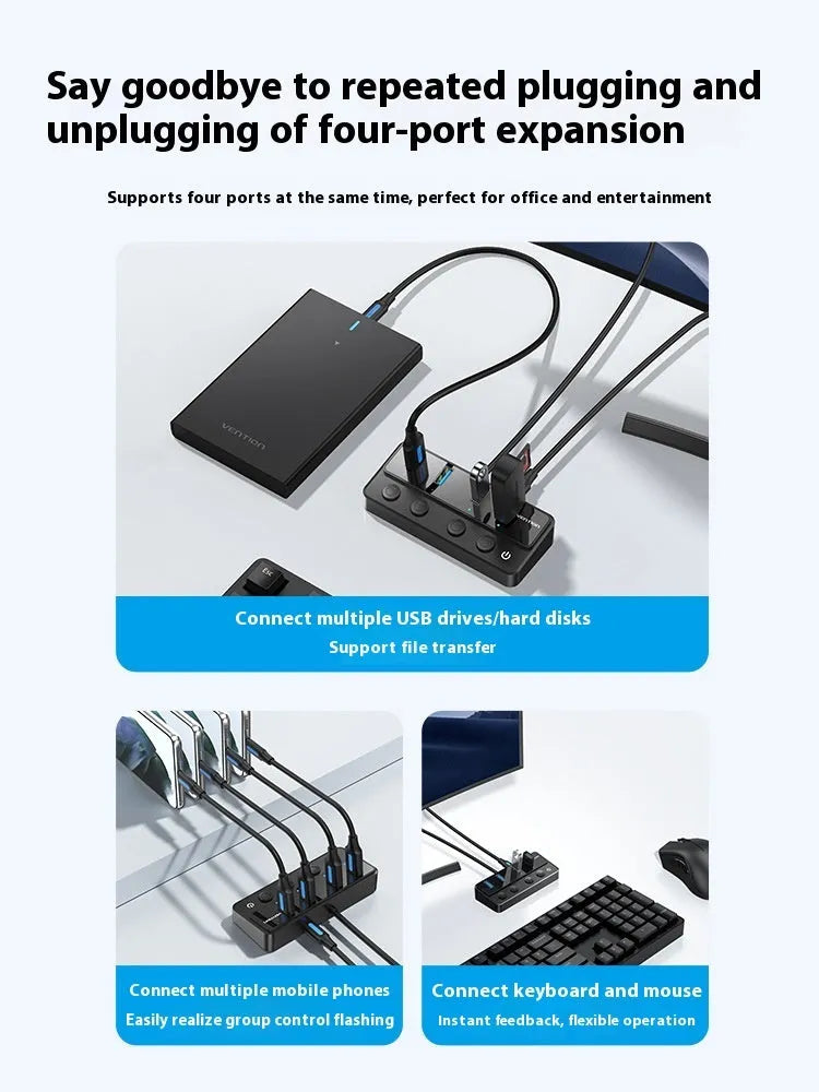 Vention USB 3.0 extender expansion dock with four interfaces and 1 metre cable