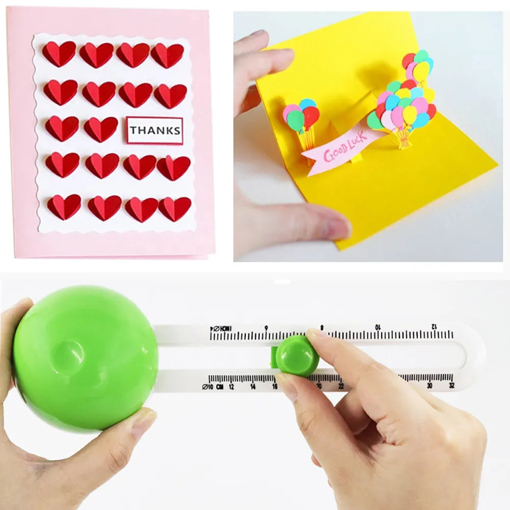 Plastic round paper cutter in orange or green colour on a colour box, showing A3 cutting size.