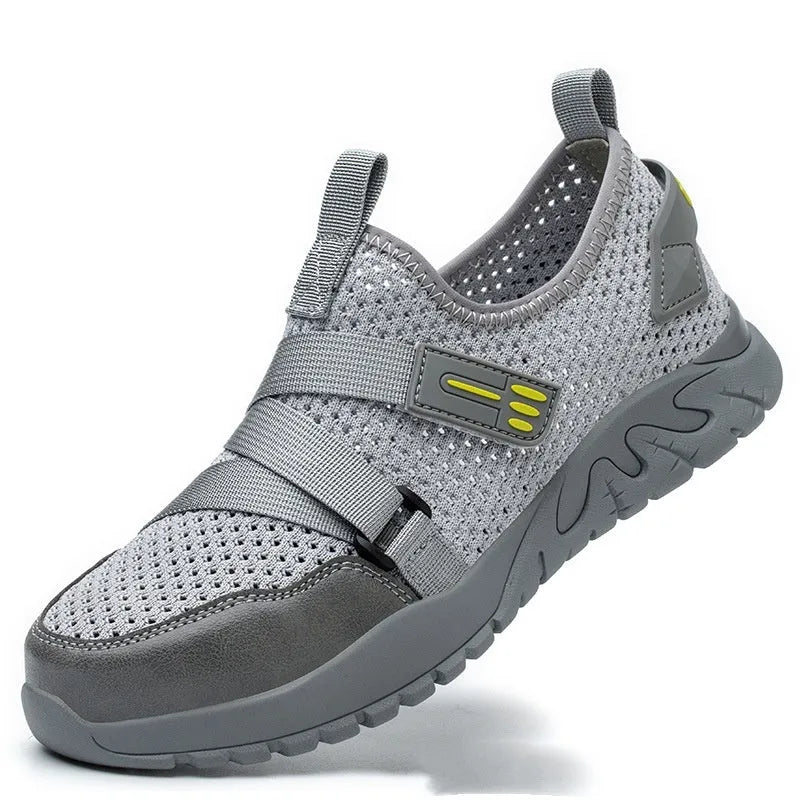 Anti-smash anti-puncture work insulation safety shoes with flying woven upper and rubber sole