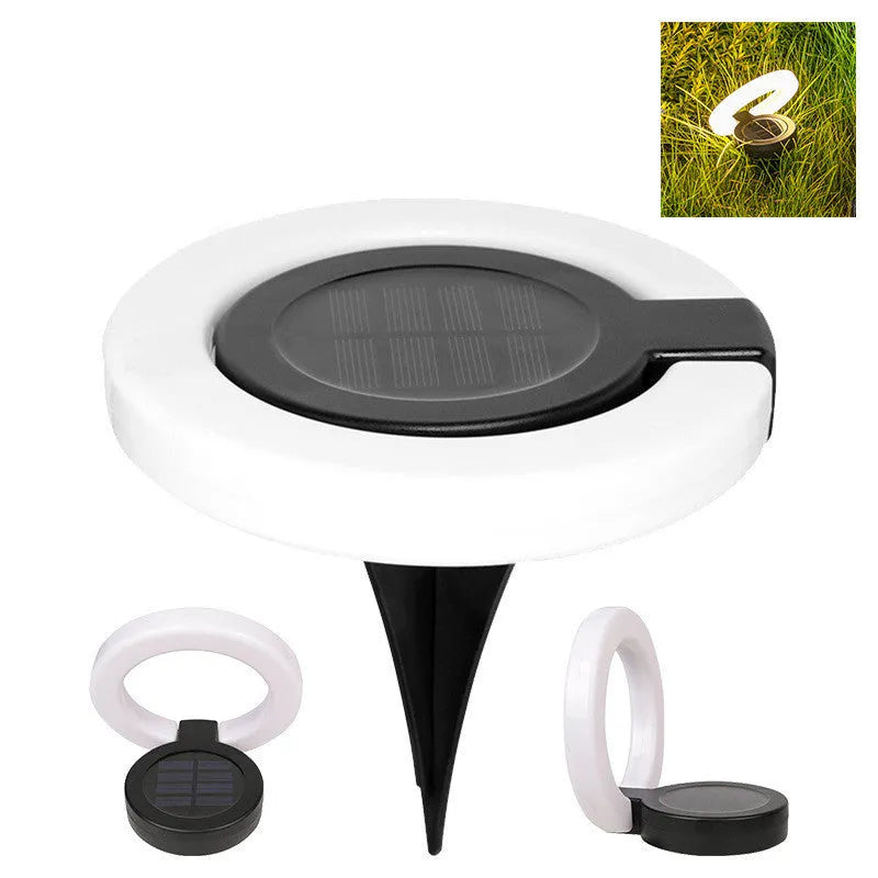 Outdoor solar underground light with waterproof construction and folding aperture design