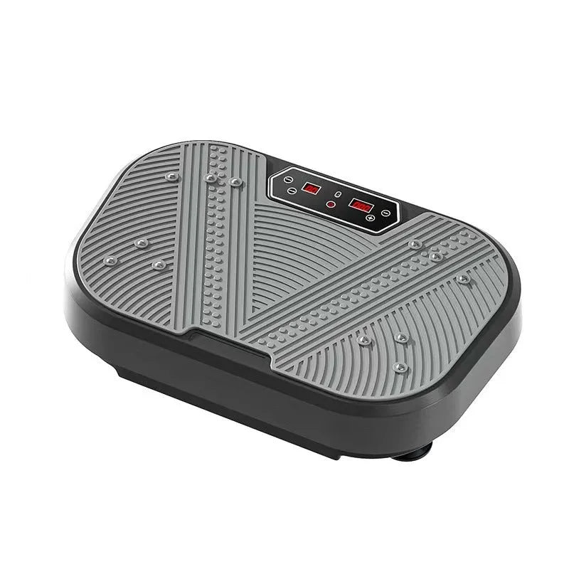 Whole body power board vibration machine in black and gray for home fitness body shaping with remote control