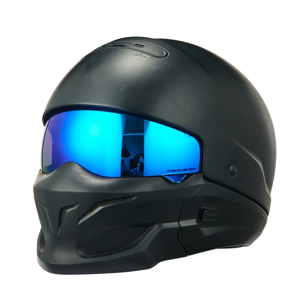 Motorcycle full face helmet lens in transparent, light black or electroplated colour, plastic eye protection accessory.