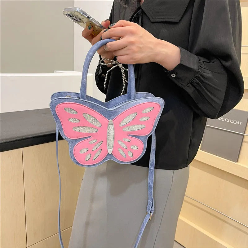 Small square crossbody bag in PU leather with contrast detailing