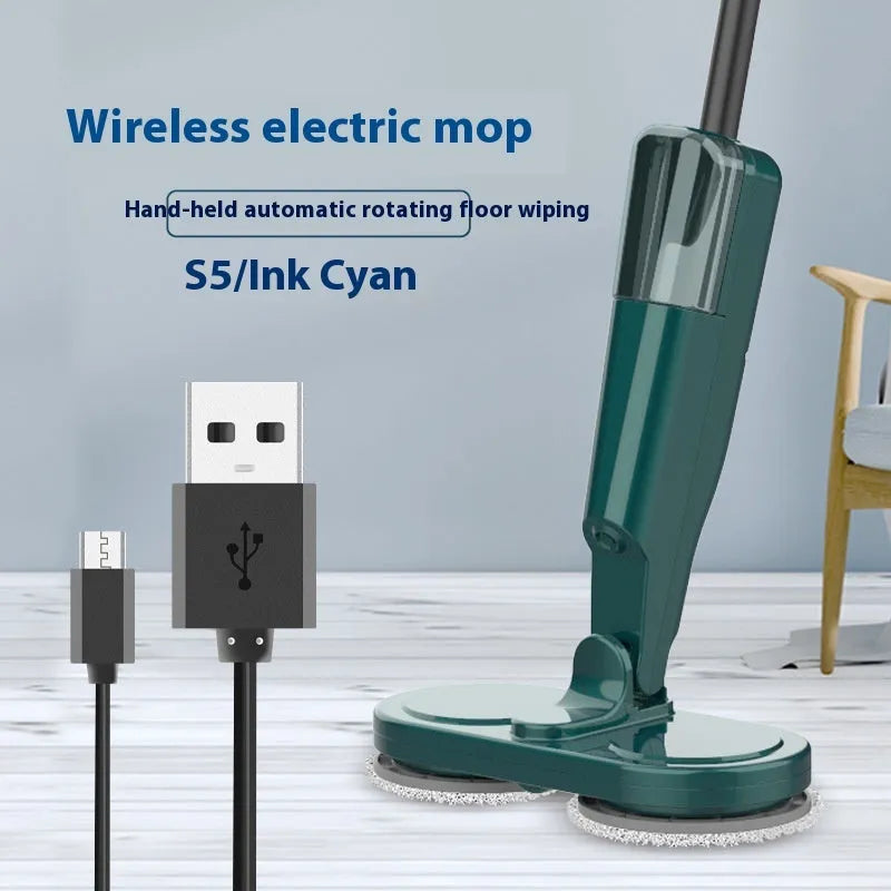 Wireless electric mop cleaning machine with USB charging port and hand wash-free basin system