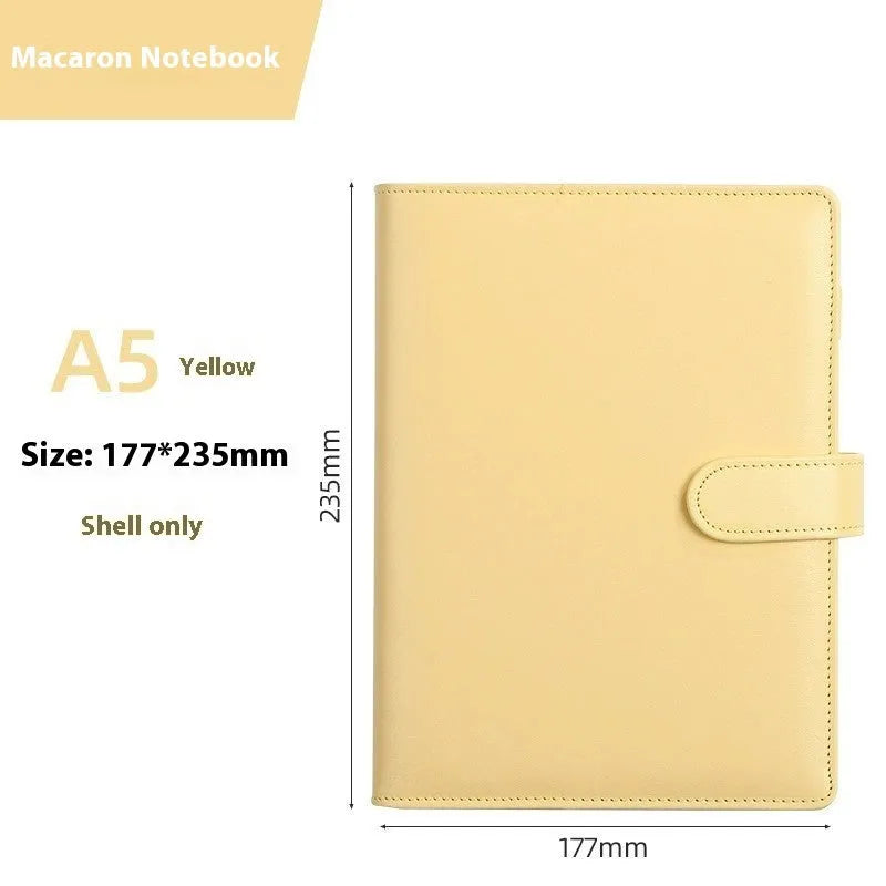 A5 solid colour PU leather notebook shell with zipper closure for loose-leaf binders