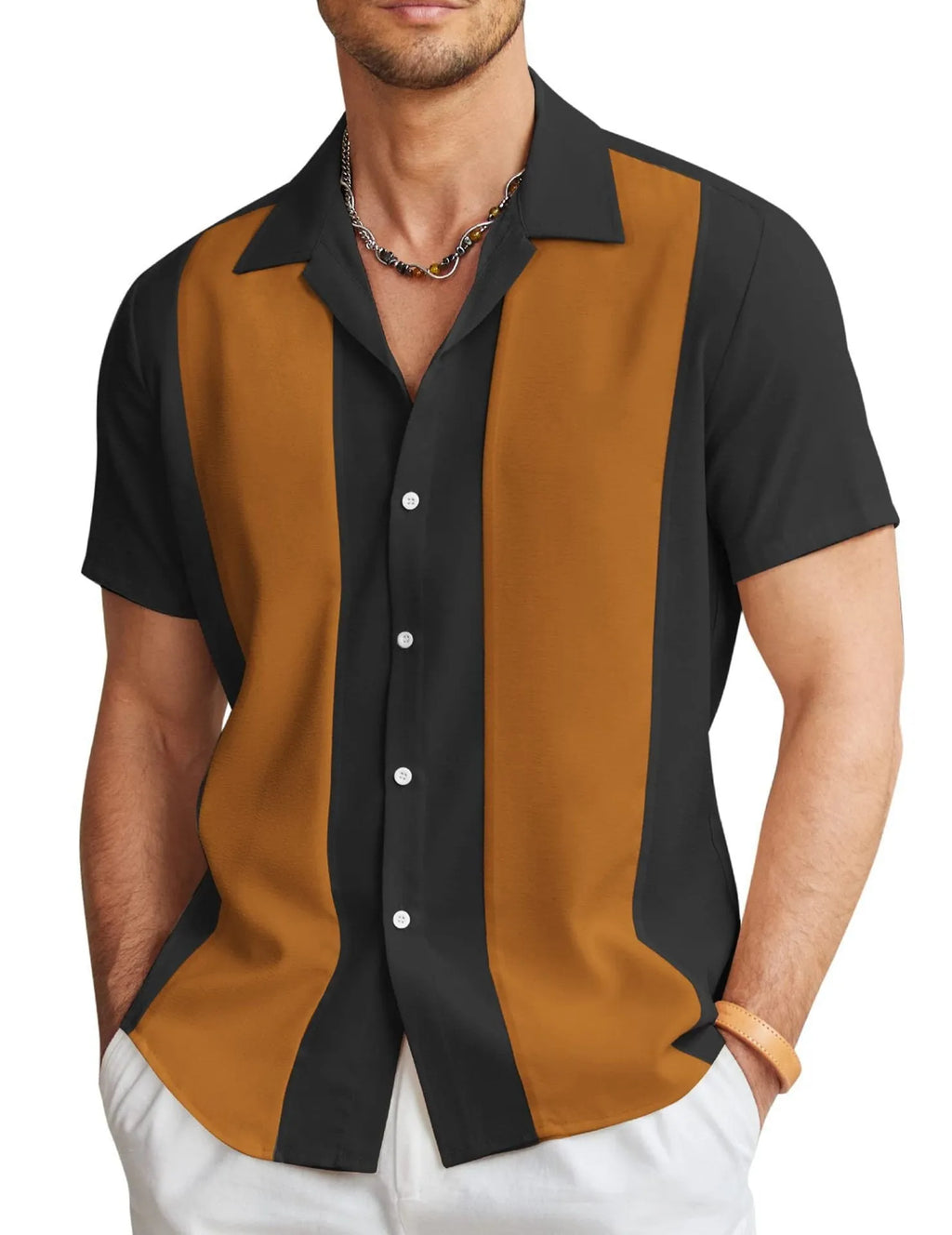 Men's slim fit Hawaiian short sleeve shirt with digital floral print.