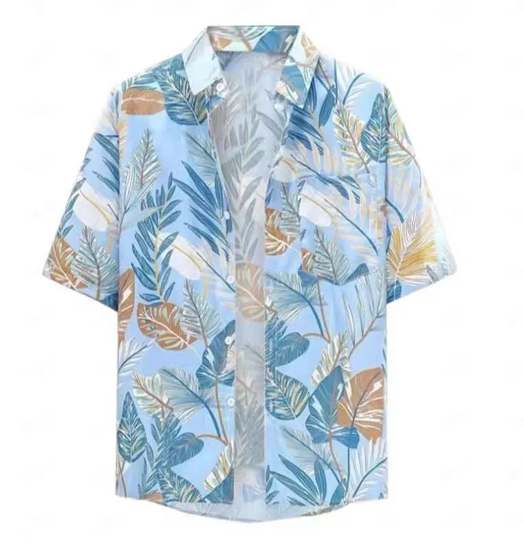 Men's Hawaiian summer shirt with 3D print in chemical fibre blend fabric showing colour options
