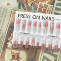 Small floral prefabricated nail tips with long ladder velvet seal layer in white small lace pattern XB1-866